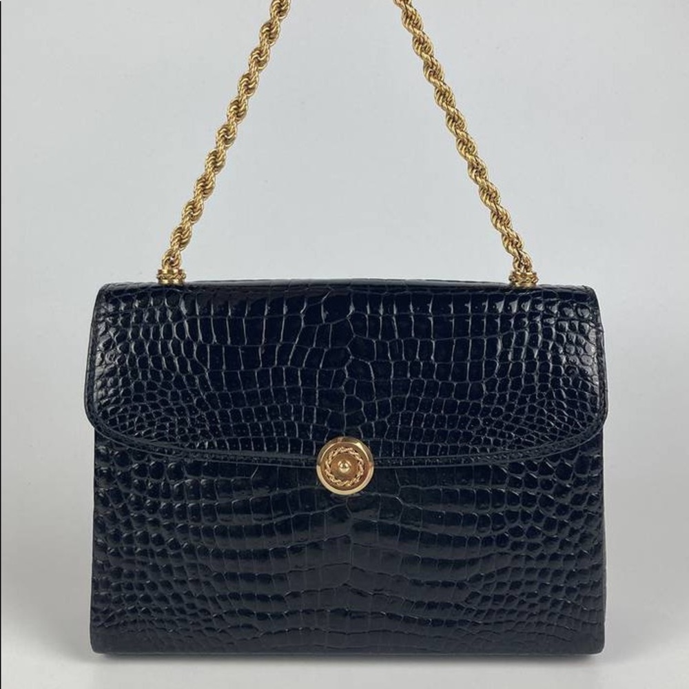 Rare Authentic Gucci Vintage Black Alligator Bag